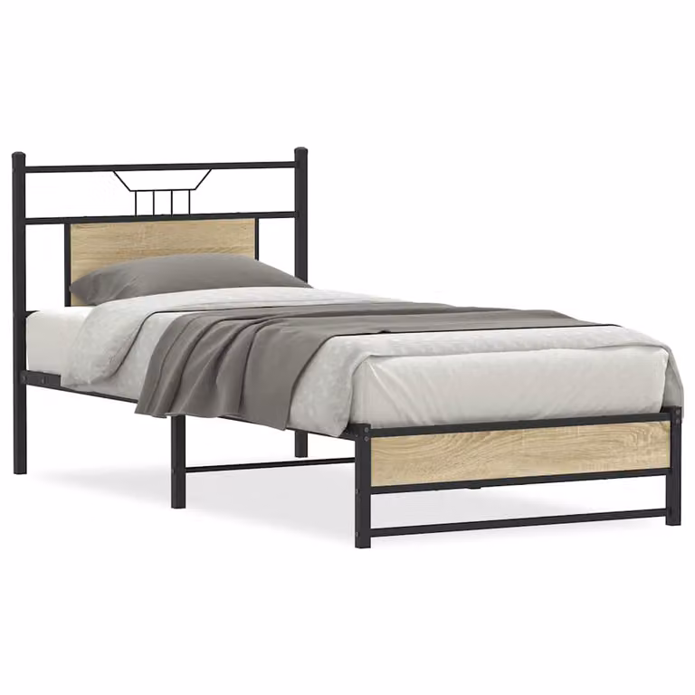 vidaXL Giroletto senza Materasso in Rovere Sonoma e Metallo, L 80 cm x P 190 cm