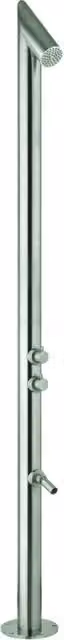 Cheonda Colonna doccia rigida in acciaio inox spazzolato argento con soffione rain e lavapiedi, H: 230 cm