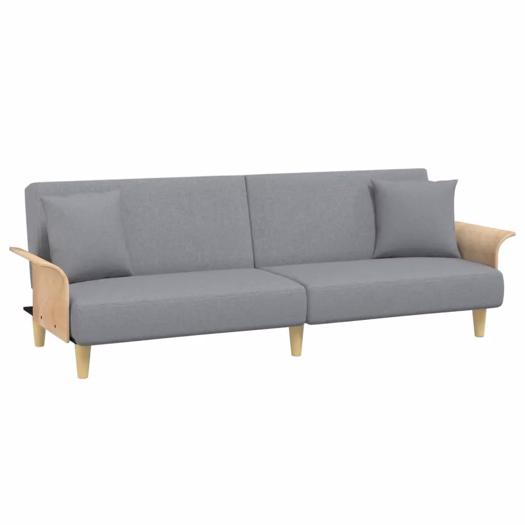 Divano Letto Moderno vidaXL in Tessuto Grigio con Braccioli e Imbottitura in Schiuma L/P/H: 224 x 90 x 70 cm – 2