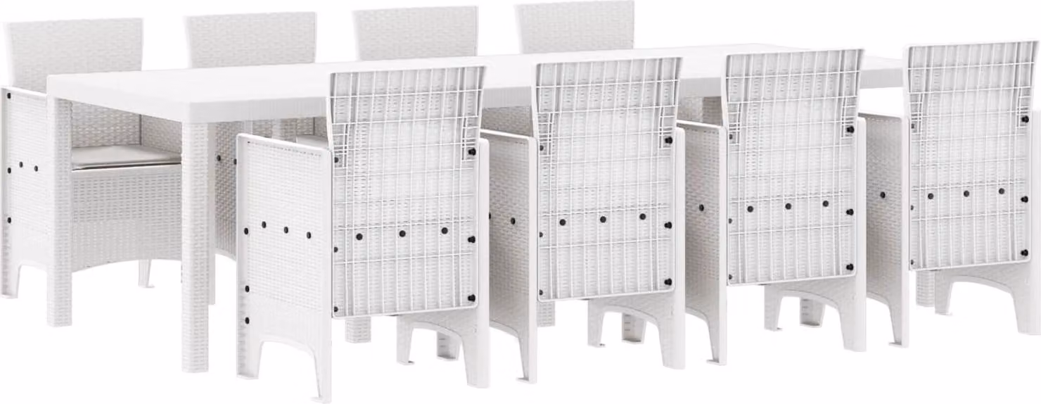 Set da Pranzo per Giardino 9 pcs Bianco Polipropilene