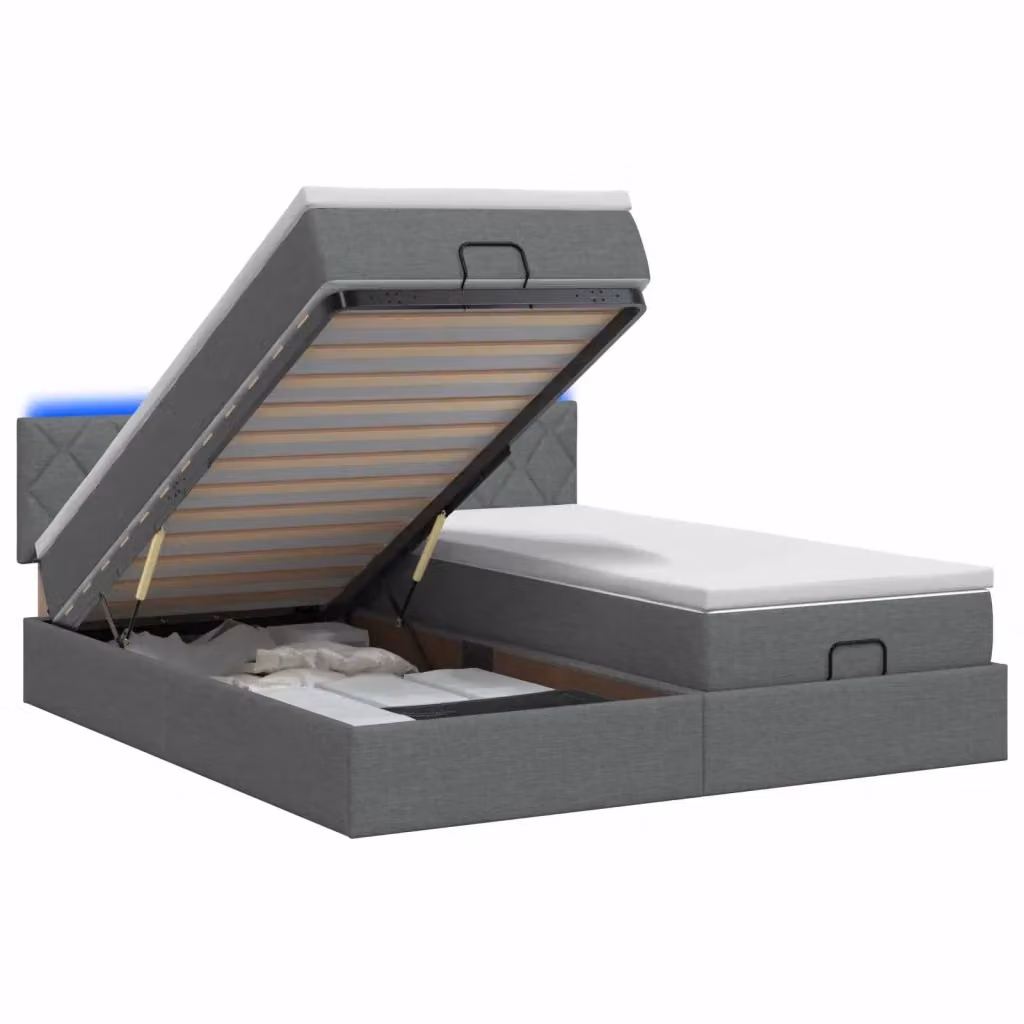 Letto Ottomano con Materasso e Illuminazione LED vidaXL Grigio e Bianco L/P: 180 x 200 cm – 2