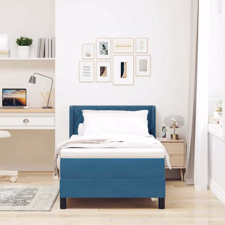 Letto ibrido con testiera in velluto blu vidaXL L 200 cm x P 90 cm