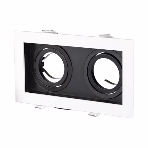 Portafaretto LED da Incasso rettangolare  2xGU10 Orientabili Colore Bianco e Nero