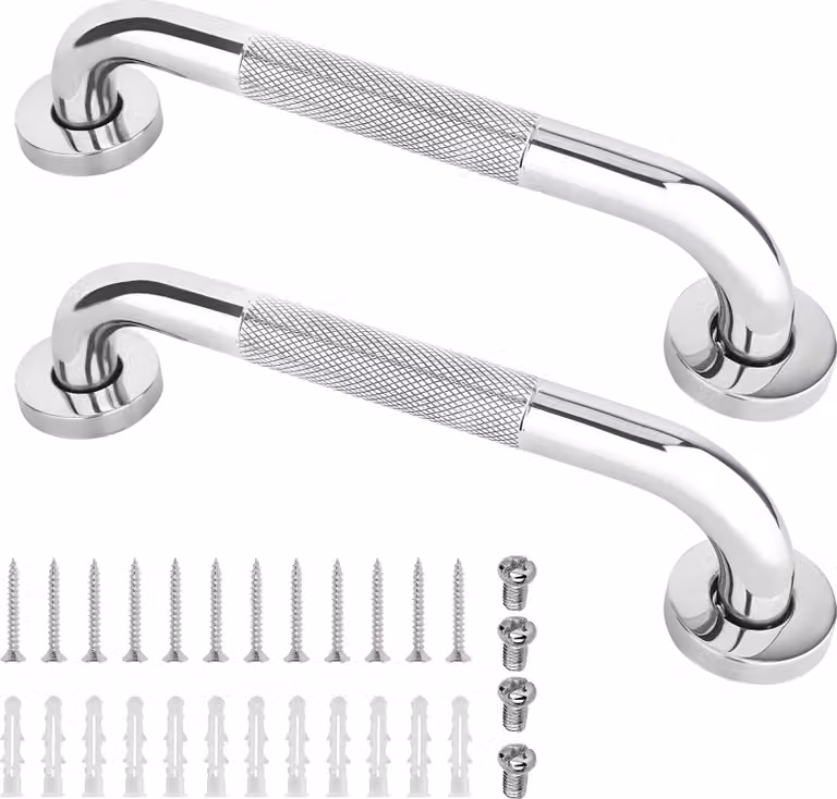 2x Maniglie da bagno diritte, acciaio inox