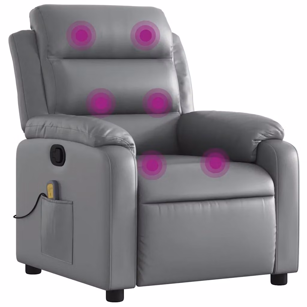 Poltrona Relax Reclinabile vidaXL in Similpelle Grigia con Braccioli e Regolazione Manuale – 2