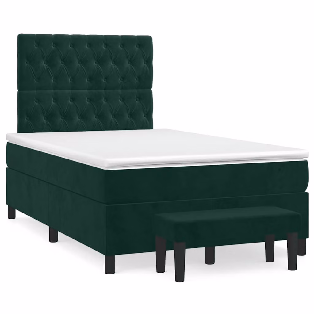 Giroletto a Molle con Materasso Ibrido vidaXL in Velluto Verde e Bianco L/P/H: 120 x 200 cm