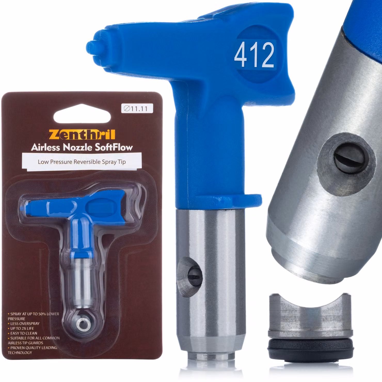Zenthril SoftFlow 412 – Ugello a bassa pressione per mordenti, vernici e oli | Larghezza del getto 20 cm | Compatibile con Graco, Wagner, Rosfix