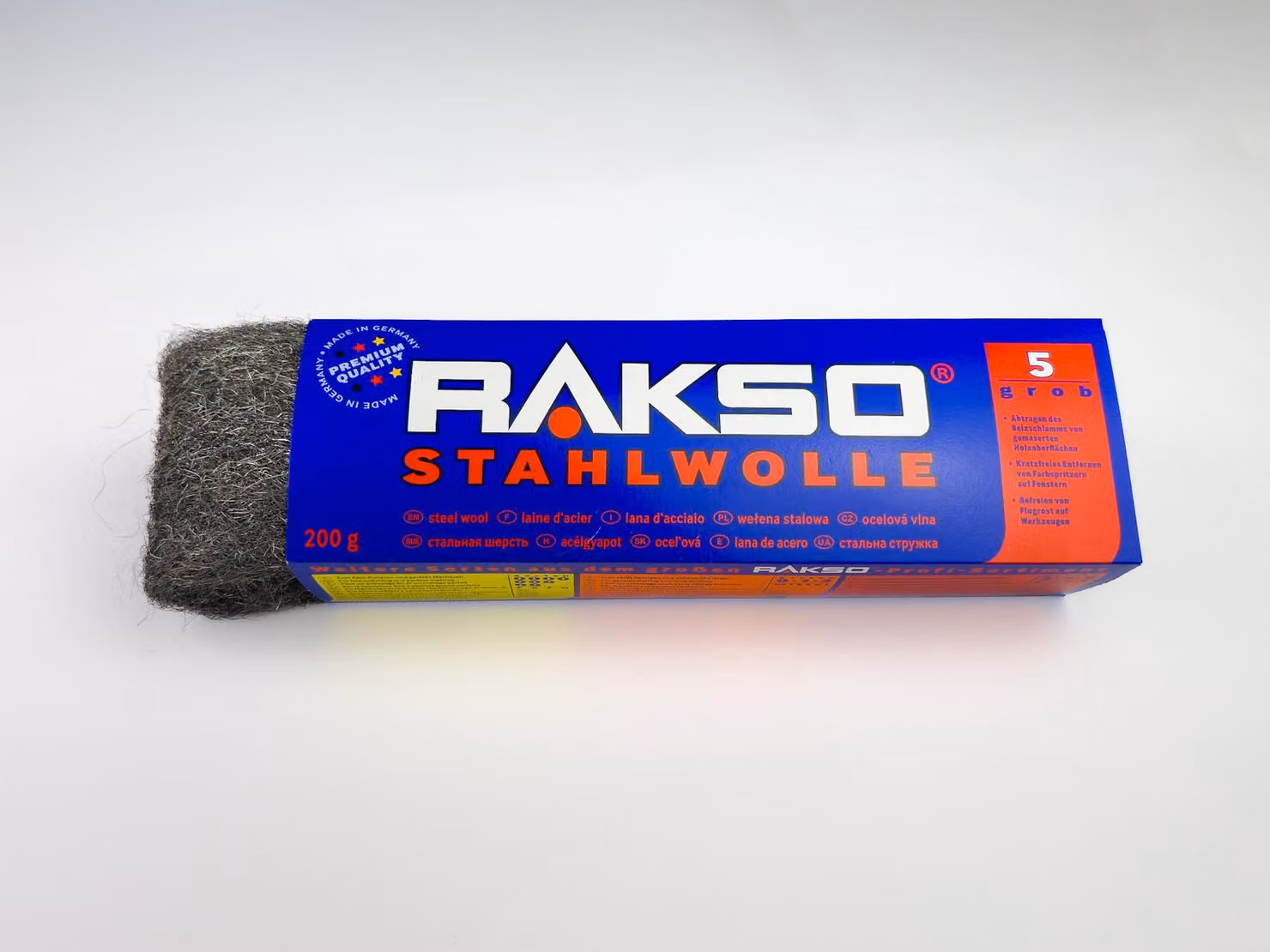 RAKSO, confezione da 200 grammi di lana d'acciaio, tipo 5