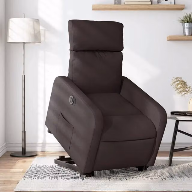 Divano Sedia-Poltrona Alzapersona Reclinante Elettrica Marrone Scuro Tessuto 847178
