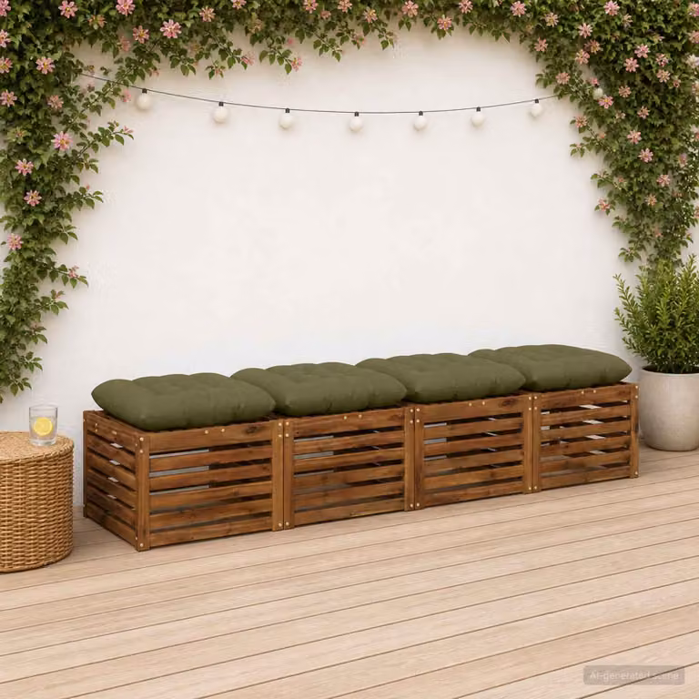 Set di 4 cuscini per seduta VIANEN vidaXL in poliestere verde, design moderno e rettangolare