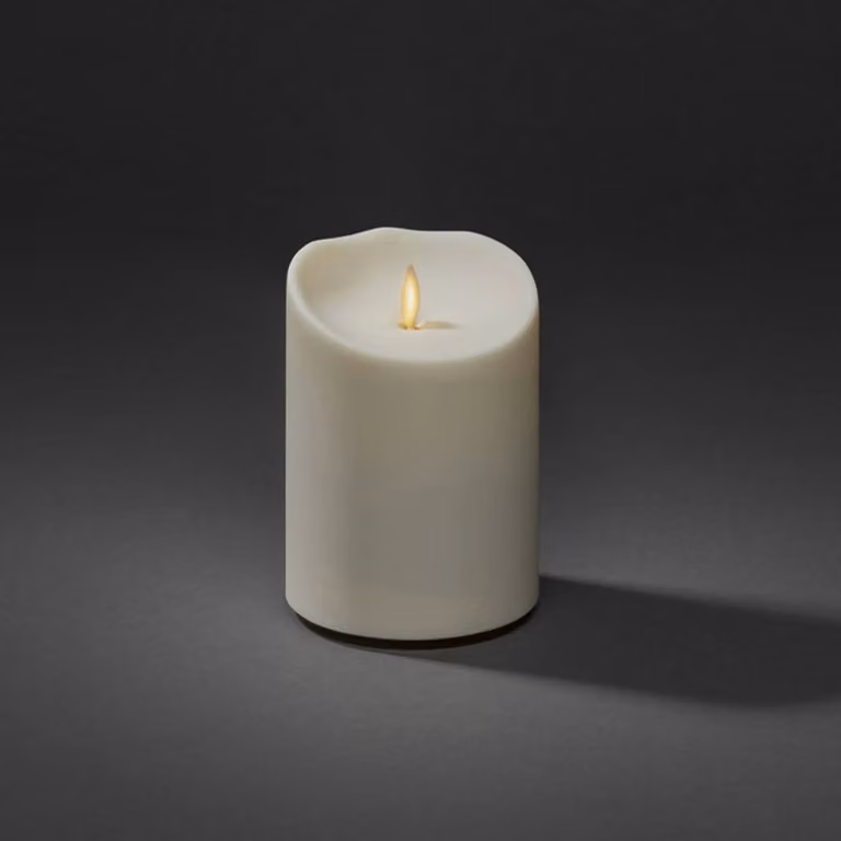 Konstsmide Christmas Candela LED IP44 bianco crema fusa altezza 14cm LED-Kerze, Crema / Ambra, Plastica