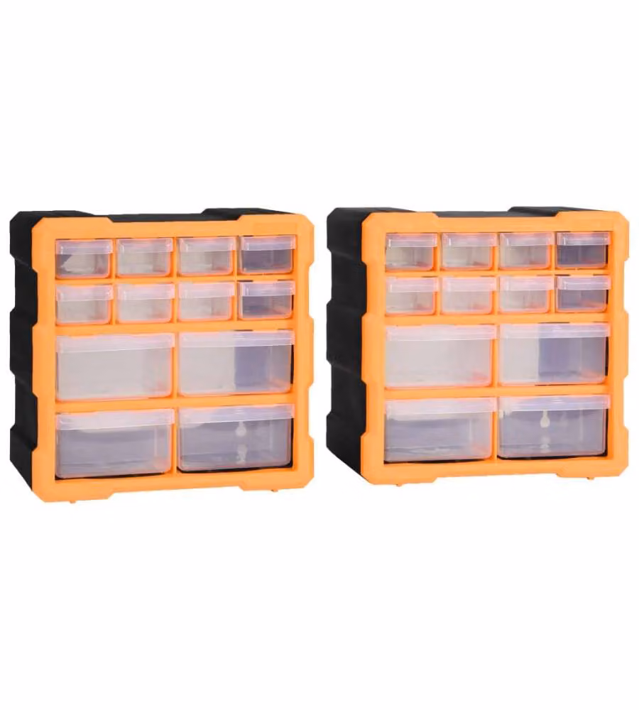 Mobili Contenitori con 12 Cassetti 2 pz 26,5x16x26 cm