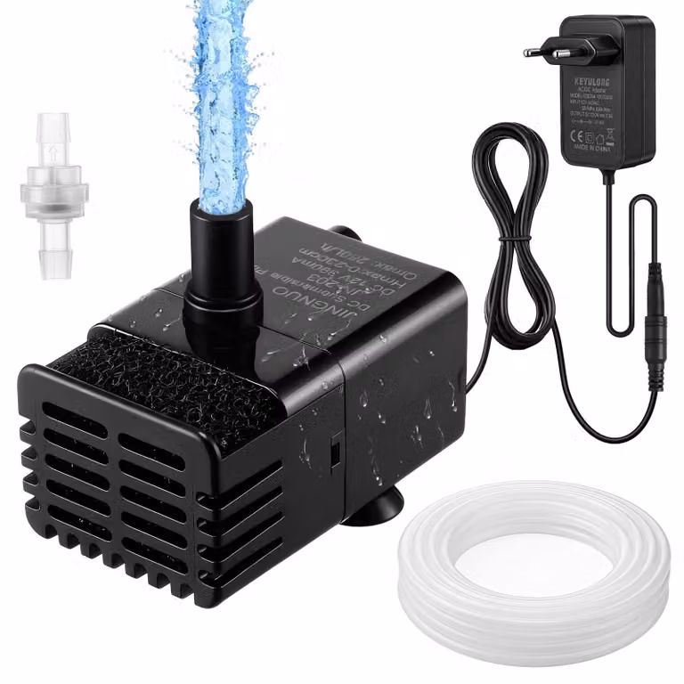Pompa sommergibile automatica, mini, capacità 280 litri/ora, 12 volt, plastica nera