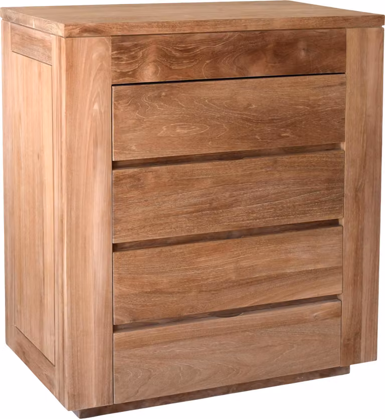 Mobile contenitore laterale, 100x90 cm, in legno di teak, modello Orebro, realizzato in legno massello, resistente agli agenti atmosferici