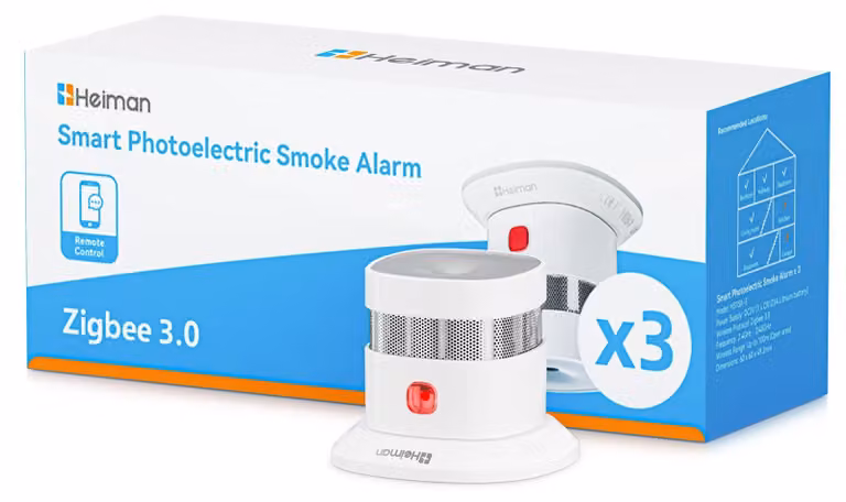 Rilevatore di fumo intelligente con sensore fotoelettrico, richiede hub Zigbee 3.0, confezione da 3 pezzi