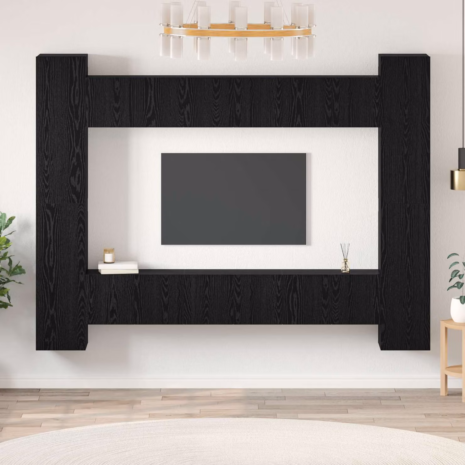 Set di 10 mobili TV moderni vidaXL in legno ingegnerizzato e MDF, colore Rovere Nero opaco, L/P/H: 30,5 x 30 x 90 cm – 1