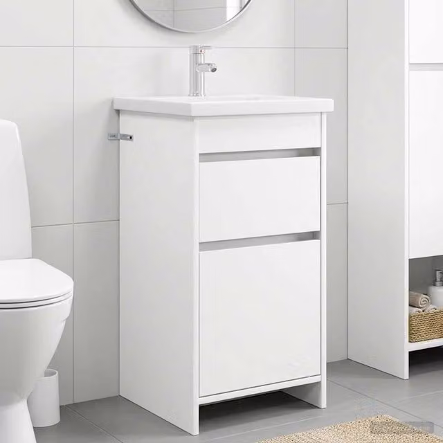 Mobile da bagno con lavabo bianco lucido vidaXL L: 42 cm, P: 40 cm, H: 84,5 cm