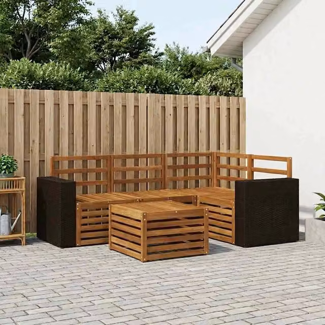 Set di divani da esterno 5 pz Naturale Poliestere 3384330