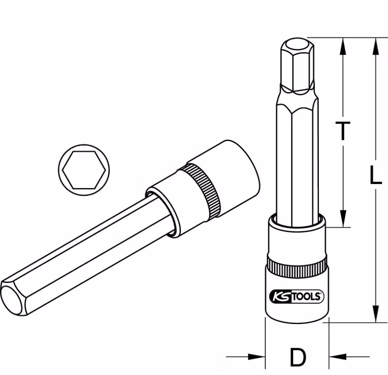 KS TOOLS 3/8" bit bussola esagonale lunga 10 mm - 911.1566