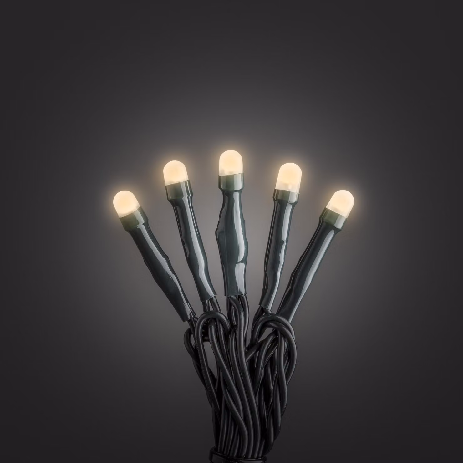 Konstsmide Micro LED, smerigliato, saldato, 35 diodi color ambra, trasformatore interno 30V, cavo verde scuro - 6342-820