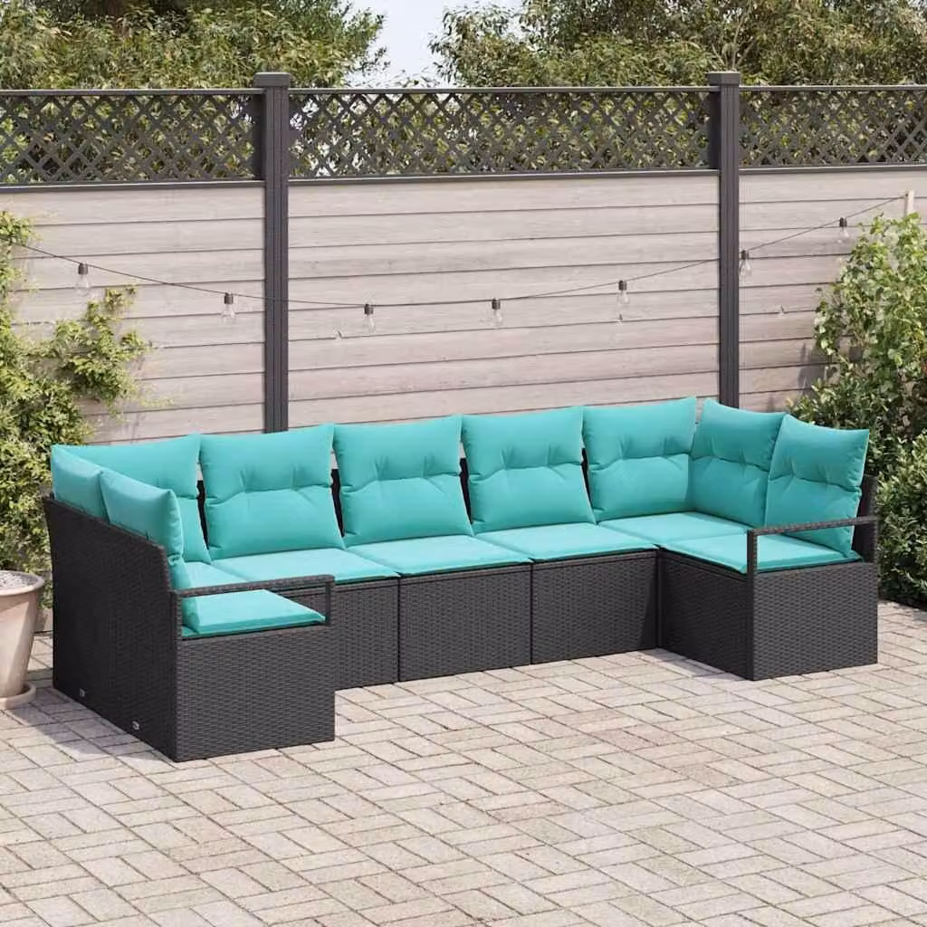 Maison Exclusive - Set di divani componibili, 7 pezzi, colore nero, in rattan sintetico