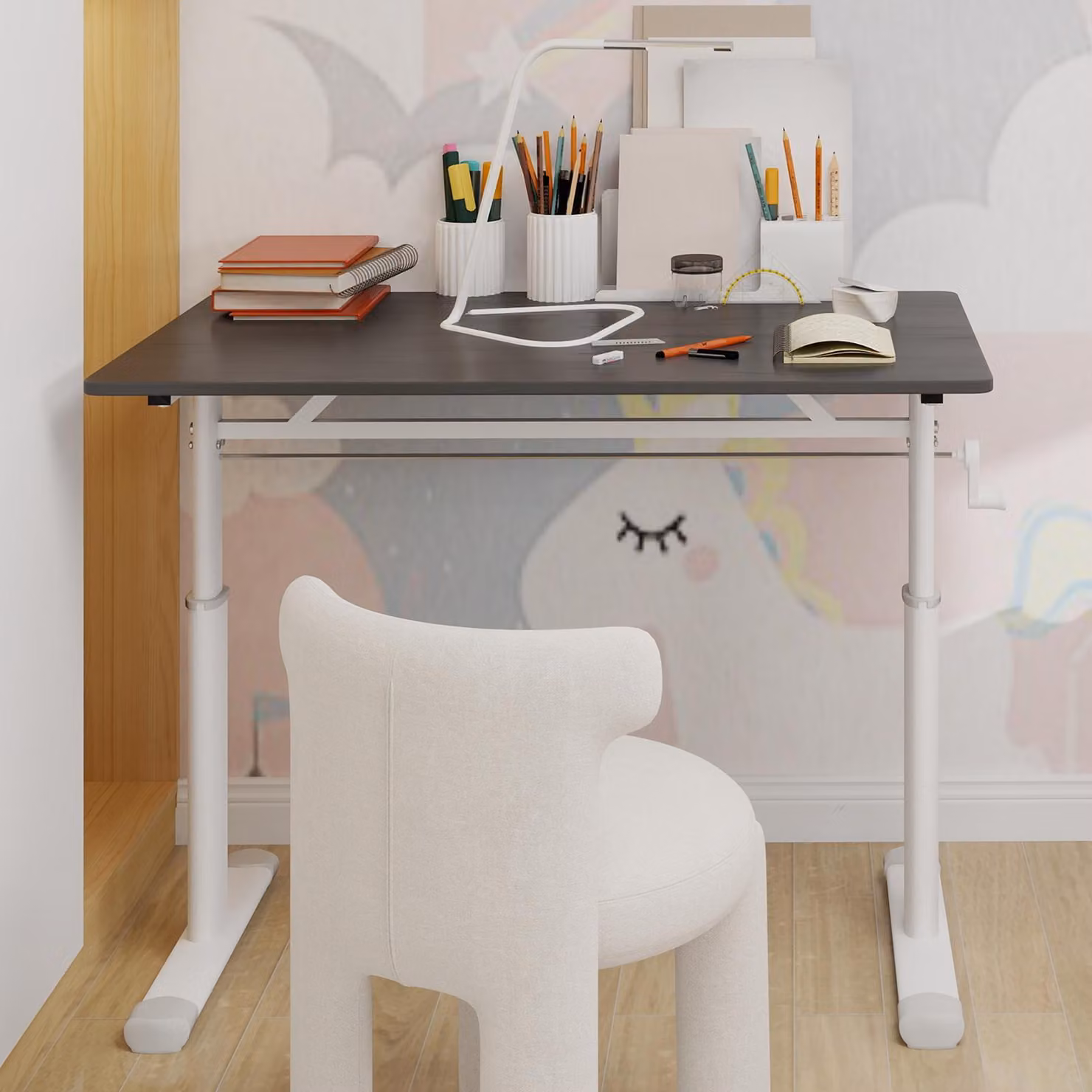 Scrivania regolabile in altezza per bambini e adulti – 100 x 60 x 90 cm, Grigio