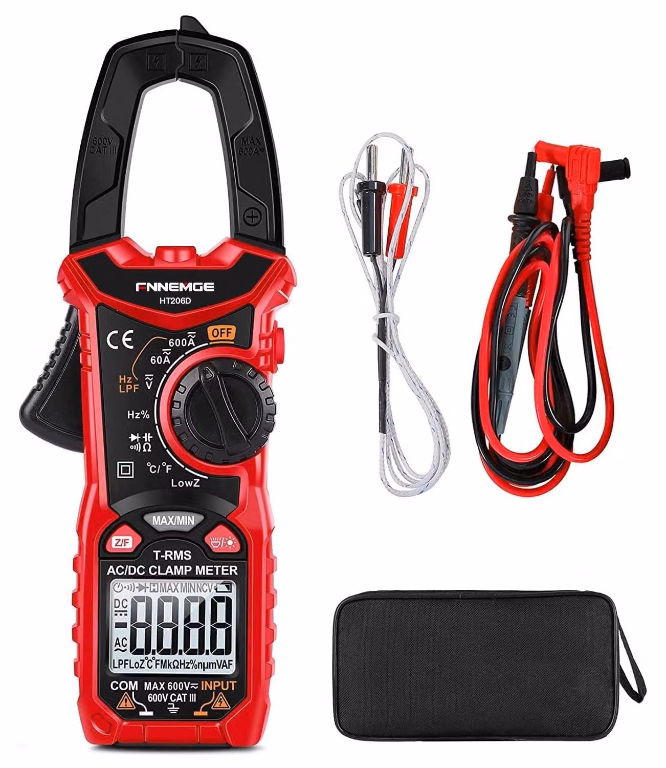 Pinza amperometrica digitale multimetro - 600 A DC/AC - True RMS - 6000 conteggi