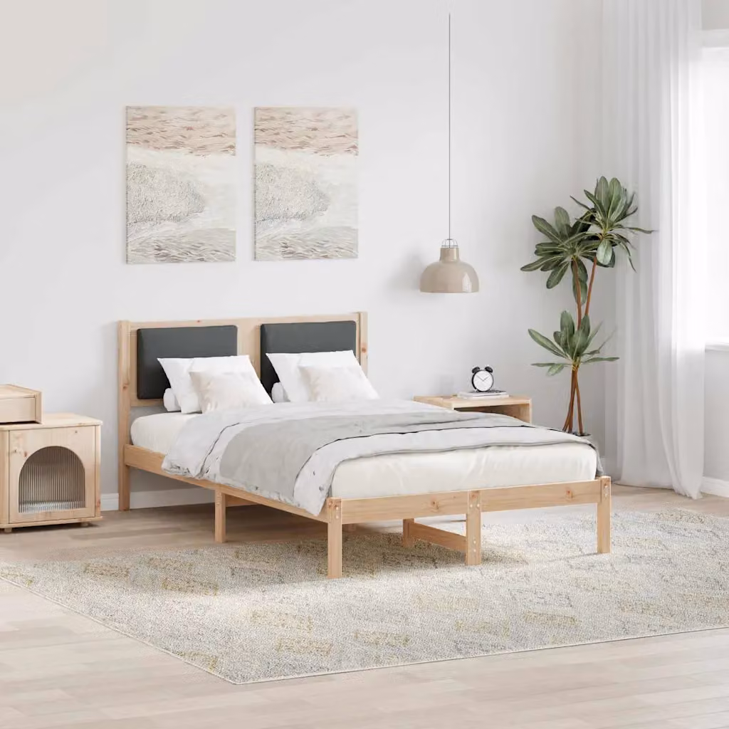 Struttura del letto vidaXL in pino massello grigio 120 x 200 cm – 1