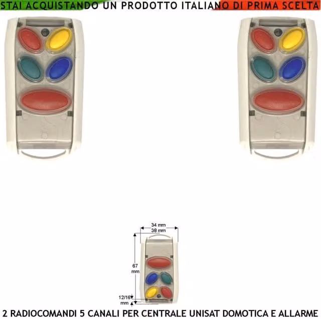 Set di 2 Radiocomandi Bidirezionali Securvera Bianchi a 5 Canali con Frequenza 868 MHz per Centrale Unisat2 e Domotica