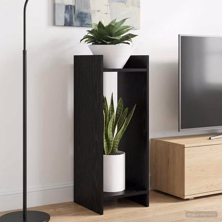 vidaXL Supporto per piante moderno in legno MDF nero L/P/H: 30 x 30 x 80 cm