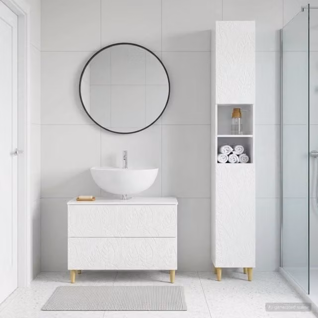Set di Armadi da Bagno da 2 Pezzi DELFT Bianco Lucido 3417544
