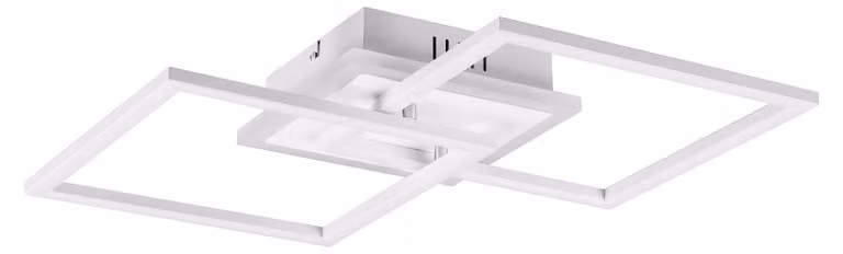 Plafoniera a LED VENIDA quadrata, cromata e bianca, con dimmer a gradini - 57x35 cm