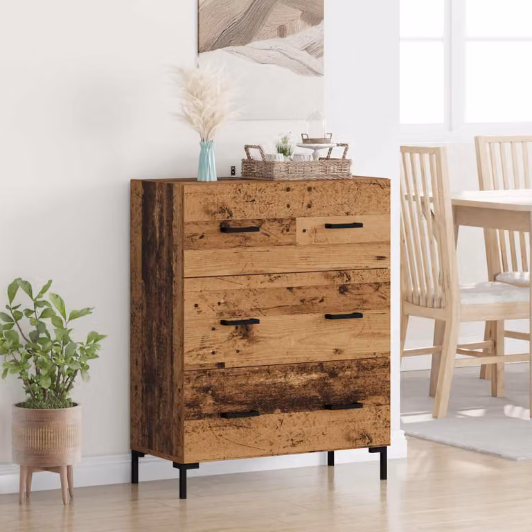 Credenza moderna vidaXL in legno e metallo, colore marrone, L: 69,5 cm, P: 34 cm, H: 90 cm