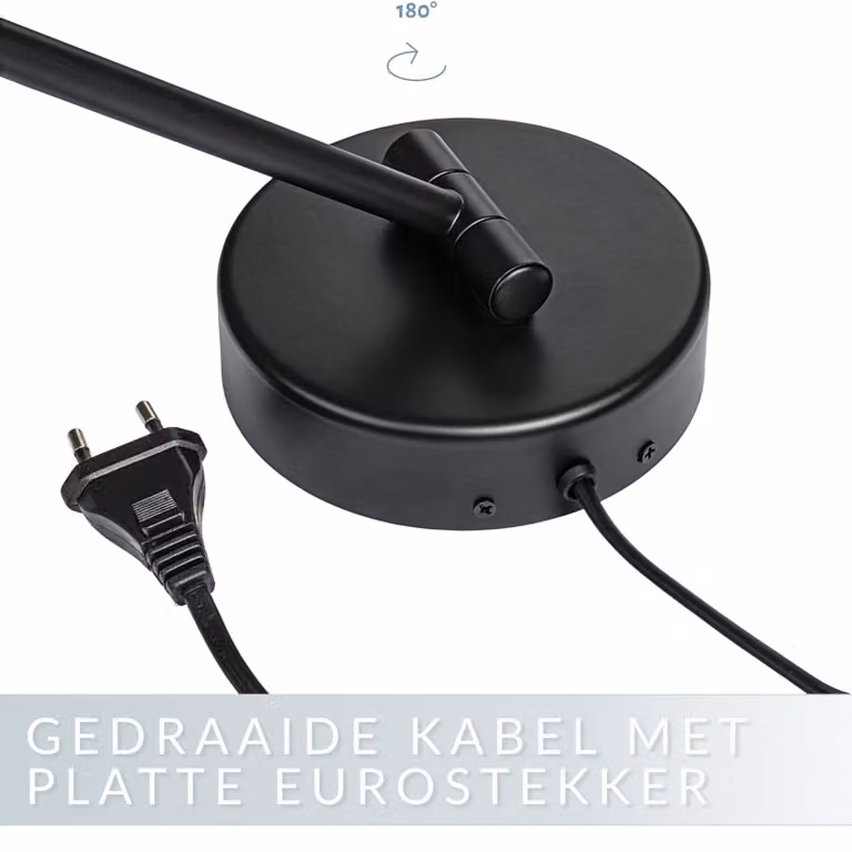 Specchio da trucco a LED, diametro 18,5 cm, ingrandimento 5x/10x, colore nero