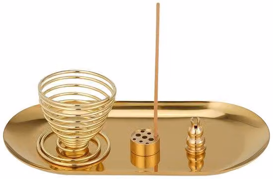 Spazio per la meditazione - Contenitore in metallo per incensi - Bruciatore per incensi con setaccio - Candele/accessori per incensi - Materiali sostenibili - Facile da pulire