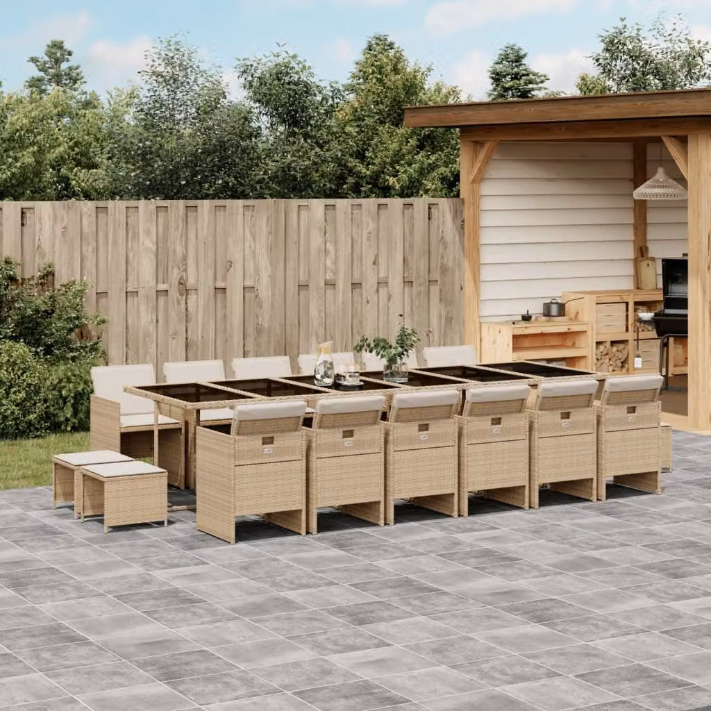 Maison Exclusive - Set da Pranzo da Giardino 17 pz con Cuscini Beige in Polyrattan