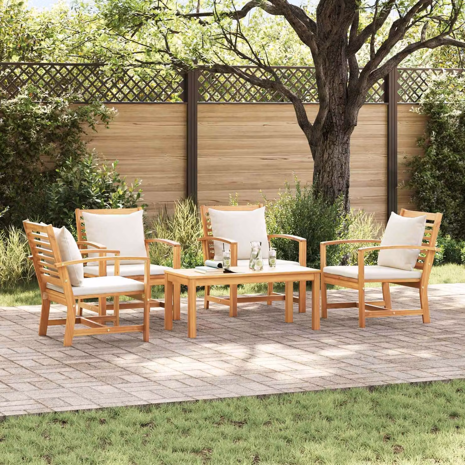 Maison Exclusive - Set di divani da giardino, 5 pezzi, in legno di teak massello naturale