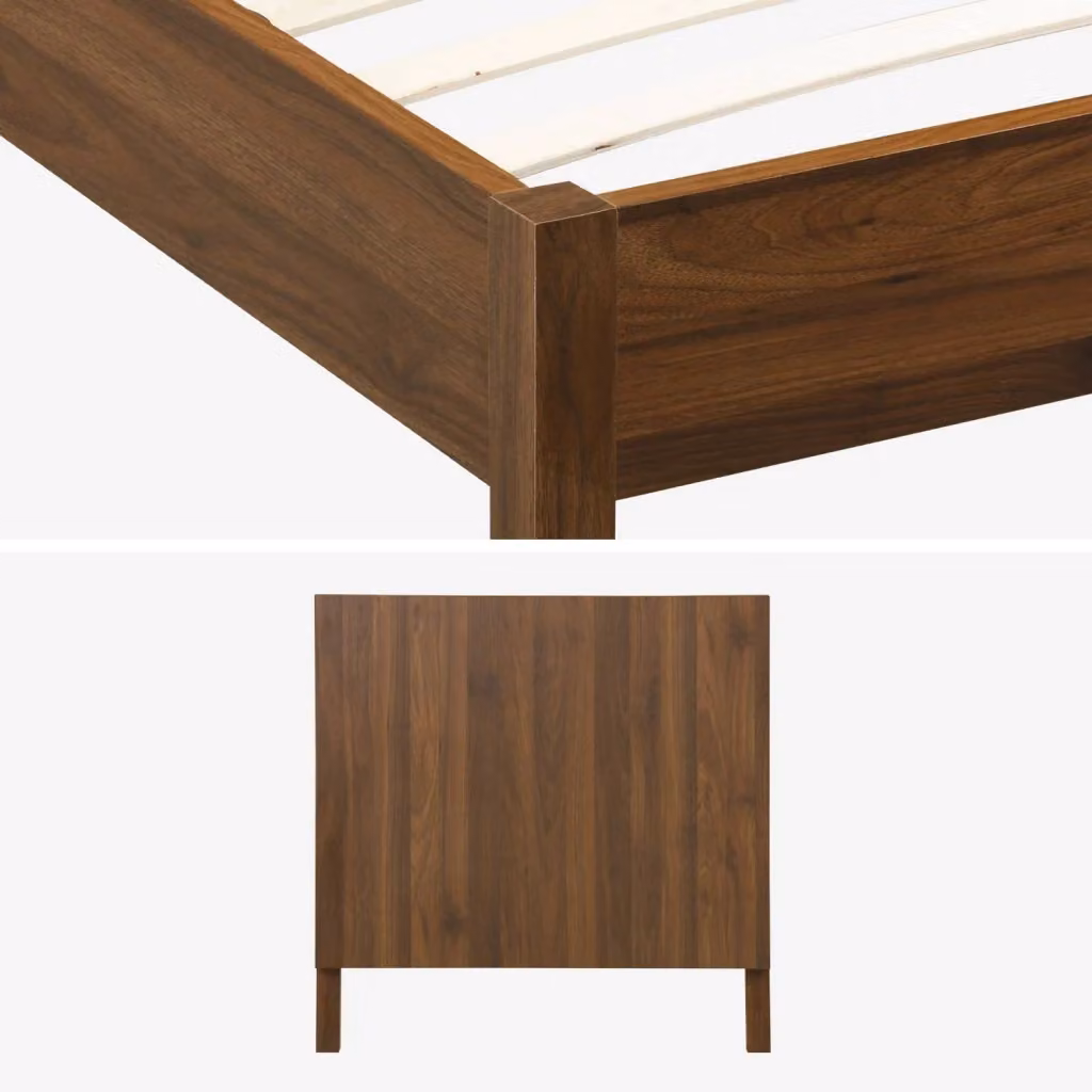 Letto Sweeek con rete a doghe e testiera in stile vintage, colore marrone, L/P/H: 190 x 90 x 100 cm – 2