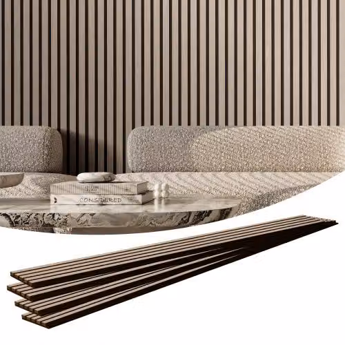 Pannelli Acustici a Doghe VEVOR in Legno MDF per Decorazione Pareti Interne e Riduzione del Rumore, Colore Argentato, L: 240 cm, H: 20 cm, P: 2 cm