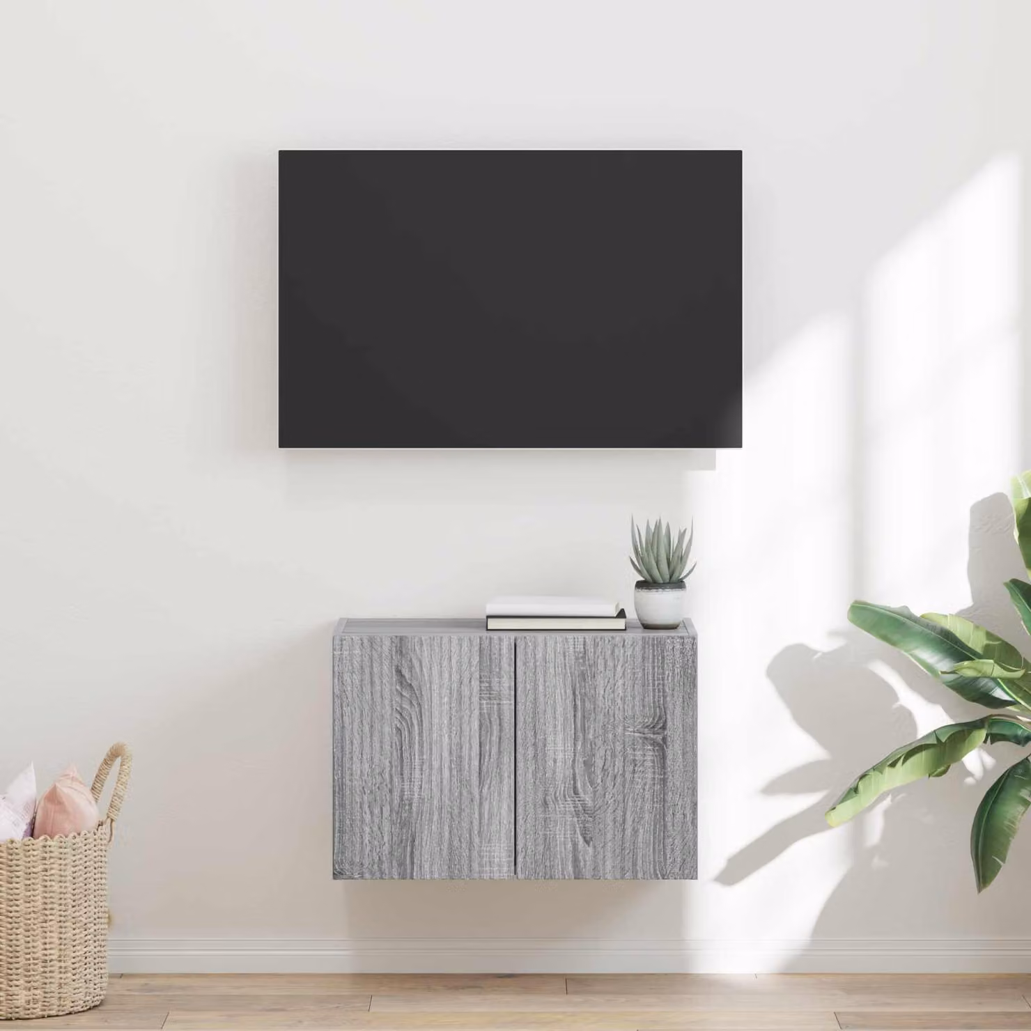 Mobile TV da parete vidaXL Grigio Sonoma L: 59,5 cm, P: 31 cm, H: 40 cm