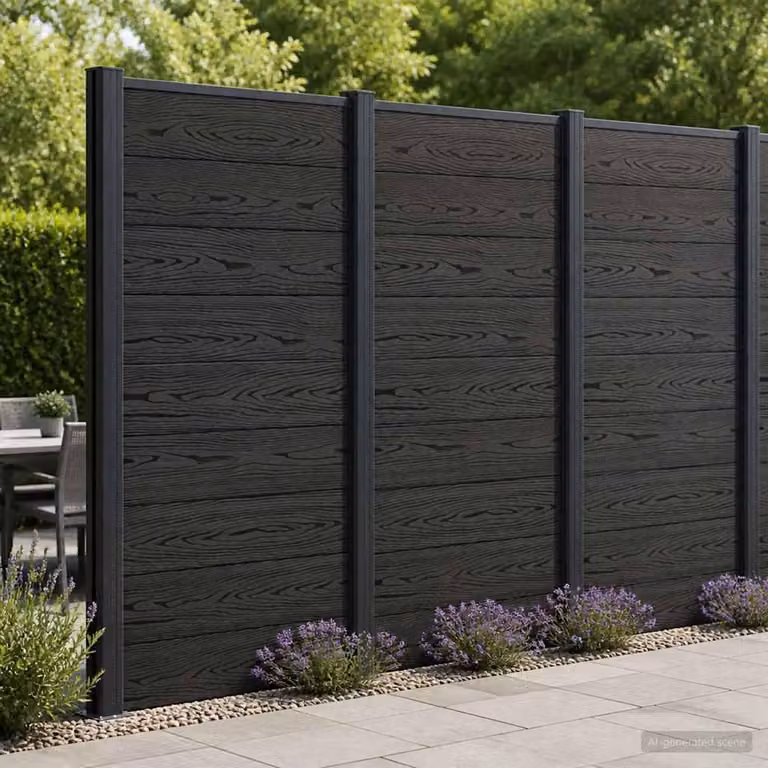 Maison Exclusive - Pannello per recinzione 95 x 186 cm, materiale composito legno-plastica (WPC) e alluminio, colore nero