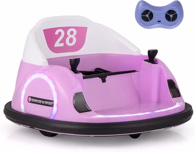 Auto elettrica da guidare per bambini Design Mania con luci LED, musica e suoni, colore rosa