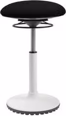 Sgabello moderno Topstar nero con struttura in metallo e seduta in tessuto cilindrica