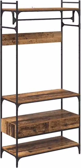 Armadio design industriale grande spazio di archiviazione 89 x 39 x 185 cm in legno multistrato legno vecchio 02_0052877
