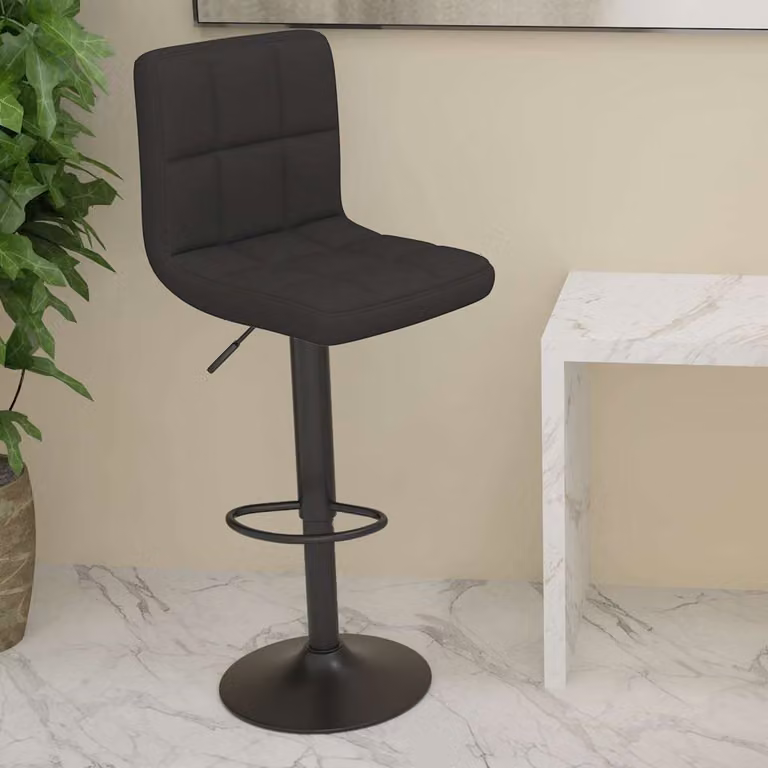 Sgabello da Bar vidaXL Nero in Tessuto con Struttura in Metallo Moderno