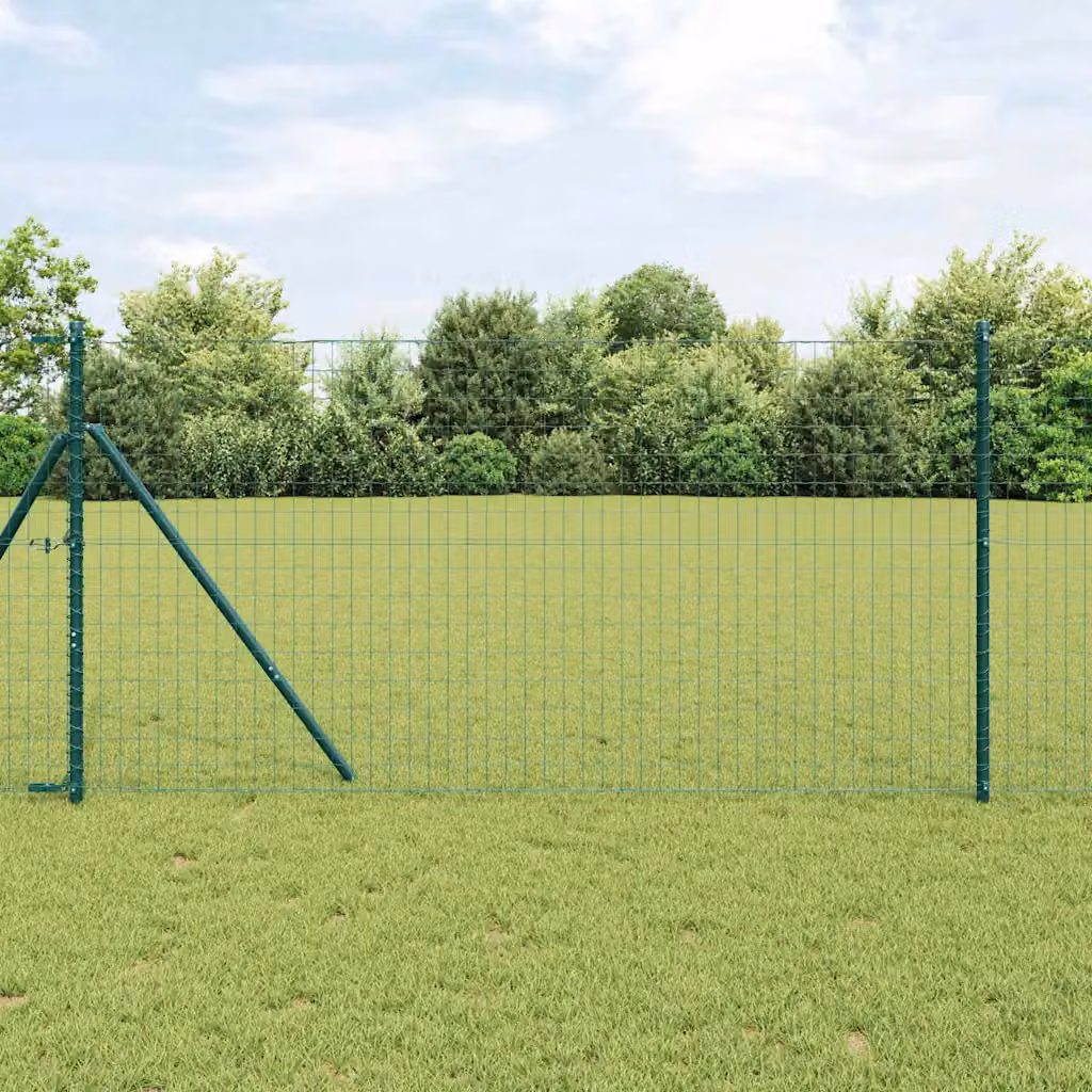 Recinzione Euro vidaXL in ferro rivestito in PVC Verde, L: 10 m, H: 1,4 m