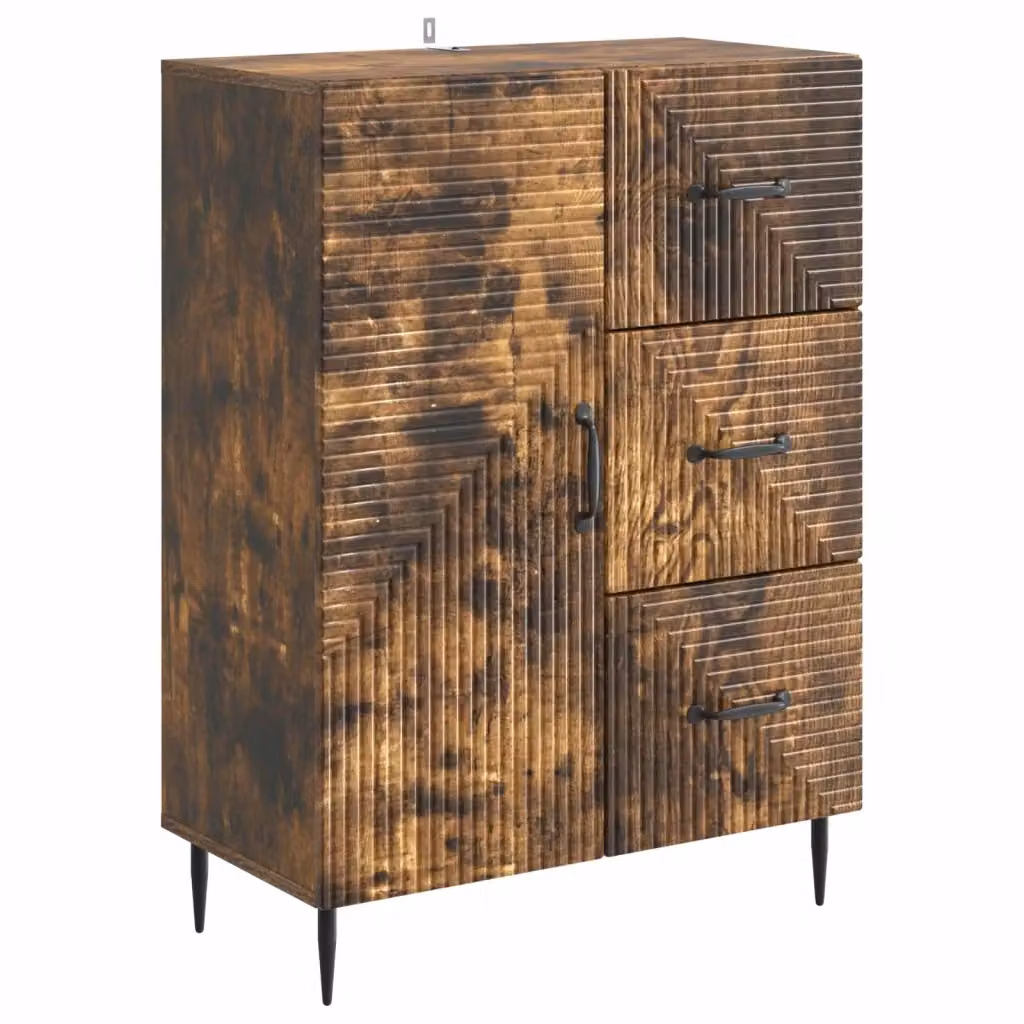 Credenza moderna vidaXL in legno ingegnerizzato e metallo, colore marrone, L: 66 cm, P: 34,5 cm, H: 89,5 cm – 2