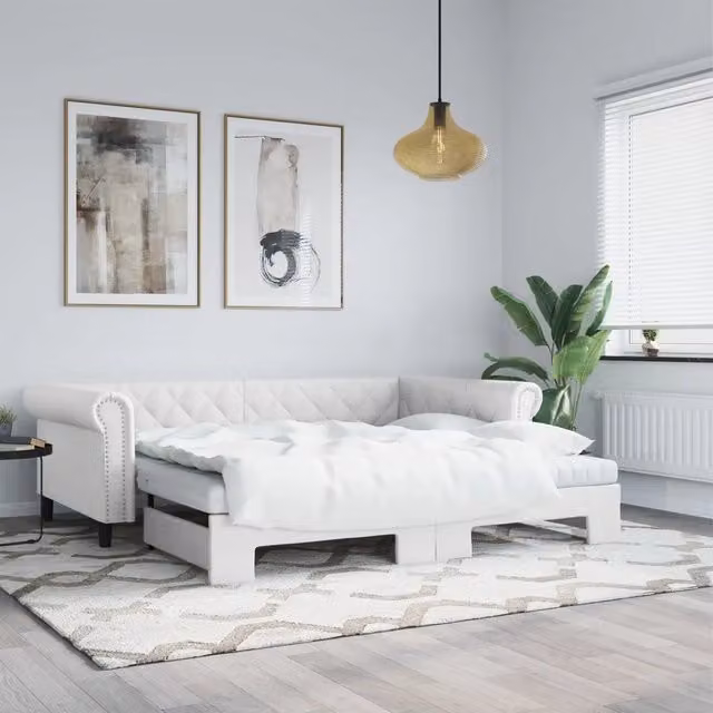 Divano Letto Estraibile vidaXL in Similpelle Bianco per Soggiorno e Camera da Letto 90x200 cm – 1
