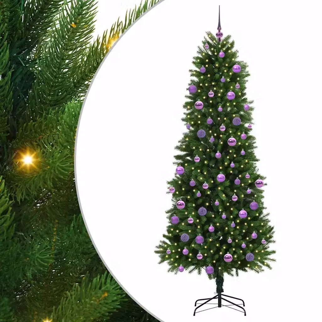 Albero di Natale verde vidaXL con 300 LED luce bianca calda e supporto, Altezza: 240 cm – 2
