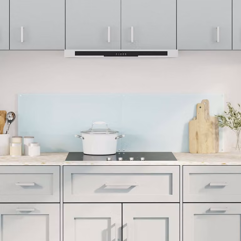 Set di 2 paraschizzi per cucina vidaXL in vetro temperato, bianco e blu, L: 70 cm, P: 40 cm, H: 40 cm